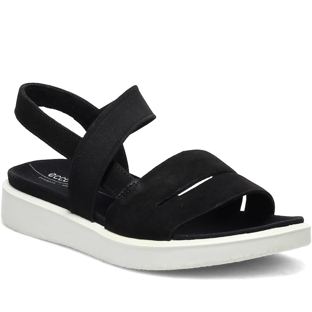 Ecco Womens Black Open-Toe Slingback Sandal